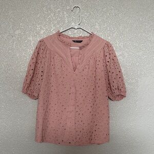 Elegant Pink Eyelet Blouse for Women